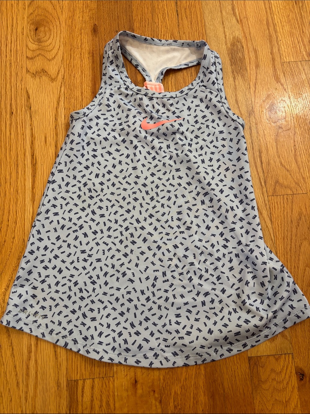 Nike Light Blue Tank Top with Pink Swoosh and Navy Print